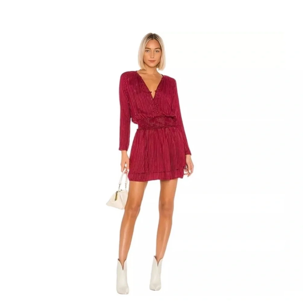 RAILS Jasmine Messina
Stripe Metallic LS Smocked
Waist Red Dress size XS - Picture 2 of 13